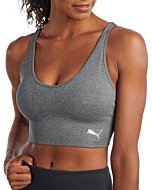 PUMA Women's Seamless Sports Bra, Heather Grey, Small