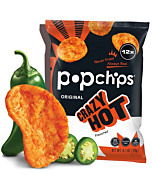 Popchips Potato Chips, Crazy Hot, 12ct Single Serve 0.7oz Bags, Low-Calorie, Kosher and Gluten Free, Healthy Snacks for Adults and Children, Never Fried