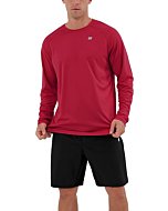 ODODOS Men's Classic Fit Long Sleeve Athletic Tee Shirts UPF 50+ Sun Protection SPF T-Shirts Hiking Fishing Workout Tops, Wine, Medium