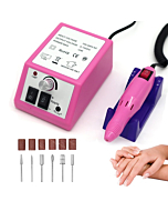 FATUXZ Electric Nail Drill,Professional Nail Drill Machine 20000 RPM,Acrylic Electric Nail File Kits,Portable Manicure Pedicure Drill Machine with 6 Bits Grey,for Home and Salon Use, Pink