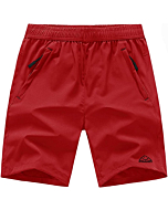 TBMPOY Men's Running Shorts Outdoor Sports Quick Dry Gym Running Short Zipper Pockets Red XXXL