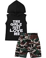 Chyrbaby Toddler Baby Boy Clothes Letter Print Hoodie Camo Shorts Pants Set Summer Outfits