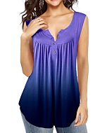 AMCLOS Womens V Neck Tops Soft T-Shirts Flowy Casual Tunic Button up Sleeveless Summer(Tanks-F-Purple, S)