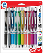 Pentel EnerGel 0.7 MM RTX Retractable Liquid Gel Pen, 10 Pack of New Assorted ink Colors, Metal Tip, Medium Line, Quick Dry No Smear