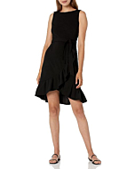 Calvin Klein Women's Essential Sleeveless Sheath, Black Ruffle Hem, 12