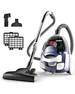 PINETAN Bagless Canister Vacuum Cleaner, with Double HEPA Filtration, Lightweight Design & Powerful Suction, Multi-Surface Cleaning Nozzle and Automatic Cord Rewind - Ocean Blue, UC361