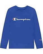 Champion Boys Long Sleeve Tee Shirt Kids Tops (Bozetto Blue, Small)