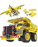 UNIQUE KIDS 2in1 STEM Toy Building Toy - Dump Truck or Airplane 2 in 1 Construction Engineering Kit (361pcs) Best Gift for Kids Age 6 7 8 9 10 11 12+ Years Old