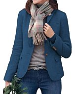 BZB Women's Casual Blazers Long Sleeve Lapel Open Front Work Office Bussiness Warm Blazer Jackets Blue