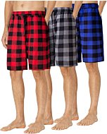 Alimens & Gentle Men's 3 Pack Flannel Plaid Pajama Shorts Loungwear Sleep Bottom, 3 Pack- Red&Grey&Blue, L