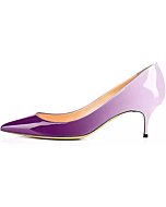 Axellion Pumps for Women, Kitten Heel Pumps Pointed Toe Shoes Slip-On High Heel for Dress Office Purple Beige Size 6 US