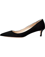 Axellion Pumps for Women, Kitten Heel Pumps Pointed Toe Shoes Slip-On High Heel for Dress Office Black Suede Size 6 US