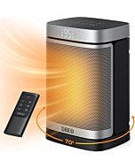 Space Heaters for Indoor Use, Atom One Portable Heater with 70°Oscillation, 1500W PTC Electric Heater with Thermostat, Fast Safety Heat, Remote, 1-12h Timer, Upgraded Small Heater for Office Home