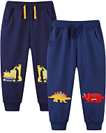 Bumeex Baby Boy Pants Sweatpants Jogger,Fall Winter Clothes Excavator and Dinosaur 2t