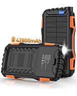 Solar Power Bank,Solar Charger,42800mAh Power Bank,Portable Charger,External Battery Pack 5V3.1A Qc 3.0 Fast Charging Built-in Super Bright Flashlight(Orange)