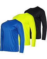 3 Pack: Mens Long Sleeve T-Shirt Mesh Workout Clothes Dry Fit Gym Crew Tee Casual Athletic Active Performance Casual Wicking Exercise Clothing Running Cool Sport Hiking Training Top UPF- Set 5, 2XL