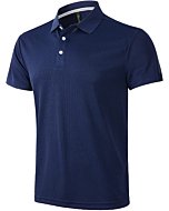 YUEZOON Men's Performance Short Sleeve Golf Polo Shirts Casual Moisture Wicking Quick Dry Collared Athletic T-Shirts (Dark Blue, Medium)