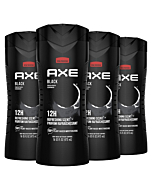 AXE Body Wash 12h Refreshing Scent Cleanser Black Frozen Pear and Cedarwood Men's Body Wash with 100 percent Plant-Based Moisturizers 16 oz 4 Count