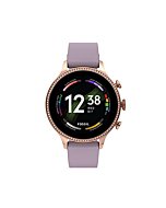 Fossil Women's Gen 6 42mm Stainless Steel and Silicone Touchscreen Smart Watch, Color: Rose Gold, Purple (Model: FTW6080V)