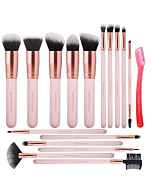 Real Perfection Makeup Brushes 16pcs Makeup Brushes Set with 1 Eyebrow Razor Premium Synthetic Foundation Brushes Blending Face Powder Eye Shadow Concealer Make Up Brushes Tool Kit