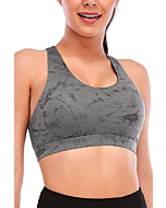 RUNNING GIRL Sports Bra for Women, Criss-Cross Back Padded Strappy Sports Bras Medium Support Yoga Bra with Removable Cups (2353D-Slate Gray, M)