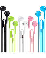 Earbuds Headphones with Microphone Pack of 5, Noise Isolating Wired Earbuds, Earphones with Powerful Heavy Bass Stereo, Compatible with Android, iPhone, iPad, Laptops, MP3 and Most 3.5mm Interface