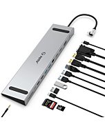 Docking Station, TOTU 13 in 1 USB C Docking Station with Dual 4K HDMI, VGA, 82W PD, 4 USB, Laptop Docking Station and Stand for MacBook and Support Triple Display on Windows Laptop with Thunderbolt 3