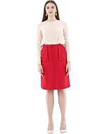 Women’s Comfy High Waist Hidden Zipper Pencil Skirt (Red) (10)