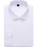 Alimens & Gentle Men's Basic Business Dress Shirt Regular Fit Long Sleeve Solid Color Button Down Shirts White Small