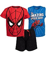 Marvel Avengers Spider-Man Little Boys3 Piece Outfit Set: T-Shirt Tank Top Shorts 6