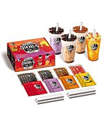 J WAY Instant Boba Bubble Pearl Variety Milk Tea Fruity Tea Kit with Authentic Brown Sugar Caramel Fruity Tapioca Boba, Ready in Under One Minute, Paper Straws Included - Gift Box - 10 Servings