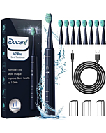 Ducard V7 Pro Electric Toothbrush for Adults– Rechargeable Toothbrush 12 Modes & 9 Brush Heads - 3 Hr Charge Last 60 Days Ultra Sonic Toothbrush for Adults (Navy Blue)