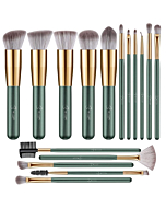 Premium Synthetic Foundation Blending Face Powder Blush Concealers Eye Shadows Make Up Brushes Kit (Green)