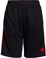 adidas Boys' Elastic Waistband Classic 3S Short, Black with Scarlet, Large (14/16)