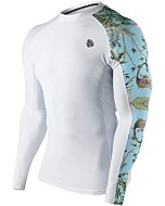 HUGE SPORTS Men's Splice UV Sun Protection UPF 50+ Skins Rash Guard Long Sleeves (White Forest, 2XL)