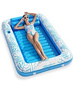 Inflatable Tanning Pool Lounger Float - Jasonwell 4 in 1 Sun Tan Tub Sunbathing Pool Lounge Raft Floatie Toys Water Filled Tanning Bed Mat Pad for Adult Blow Up Kiddie Pool Kids Ball Pit Pool (L)