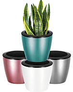 HEMOPLT Plant Pots for Indoor Plants, 7.5 " Self Watering Flower Pots for Succulents, Herbs, Rose, Green Radish, Snake Plants, Vegetables & Fruits (Pack of 4)