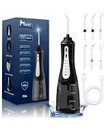 MOCEL Water Dental Flosser Oral Irrigator with 5 Modes, 350ml Cordless Water Teeth Cleaner Pick 6 Tips, IPX7 Waterproof Rechargeable Portable Powerful Battery for Travel & Home Braces & Bridges Care