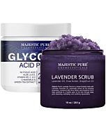 Majestic Pure Glycolic Acid Pads (60 pads) and Lavender Scrub (10 oz) Bundle