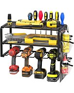 Power Tool Organizer, WILDROAD Garage Tool Wall Mount Organizer Storage Rack, Drill Organizer Holder Steel Shelf for Pegboard Holds 4 Drills with Free Storage Bag, Men's Father's Day Gift