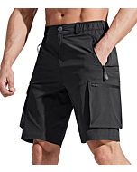 Libin Men's Hiking Cargo Shorts Lightweight Quick Dry Outdoor Golf Shorts for Travel Casual Fishing Water Resistant, Black M