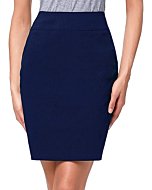 Kate Kasin Women's Pencil Skirts Elastic High Waist Above Knee Stretchy Bodycon Skirt for Business Office Navy