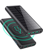 5 in 1 Wireless Portable Charger,36800mAh 15W Wireless Charging Dual QC4.0 25W PD Fast USB C Power Bank,IP65 Solar Charger,5 Output 3 Input Battery Pack Compatible with iPhone13,12,Samsung Galaxy,iPad