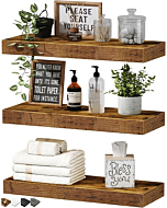 QEEIG Floating Shelves (Set of 3) in Rustic Brown