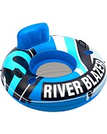 New & Improved 2022 Sunlite Sports River Raft Inflatable, Water Float to Lounge Above Lake and River, Outdoor Water Tube Sport Fun, Recreational Use, Two Grip Handles, Cup Holder, Grab Rope