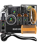 Beard Growth Kit,Beard Kit,w/Beard Roller,2 Pack Beard Growth Oil,Beard Wash,Balm,Comb,Brush,Hair Removal Razor Strops Scissor,Bag,EBook,Beard Care Grooming Kit Christmas Gifts for Dad Father Men Him