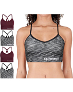 Reebok Women's Bra – Seamless Performance Cami Bralette (4 Pack), Size Small, Black Spacedye/Red