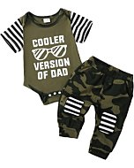 0-3 Months Baby Boy Clothes Outfit Newborn Infant Set Green Letter Printed Romper Pant Cotton Clothing for Baby Boys