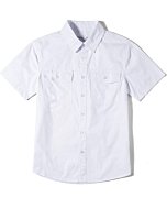 Tronjori Boys Short Sleeve Button Down Casual Woven Shirt Two Pockets(8,White)