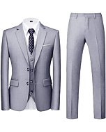 CDP Men's Suit Wedding Tuxedos Men Suits Outfits Regular Fit for Men 3 Piece Mens Suit Prom Business Suits Light Gray XXL